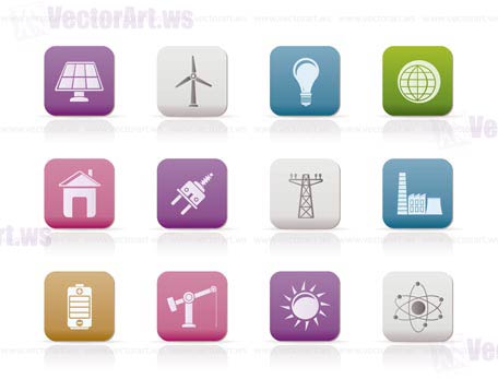 power, energy and electricity icons - vector icon set