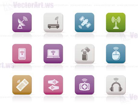 Wireless and communication technology icons - vector icon set