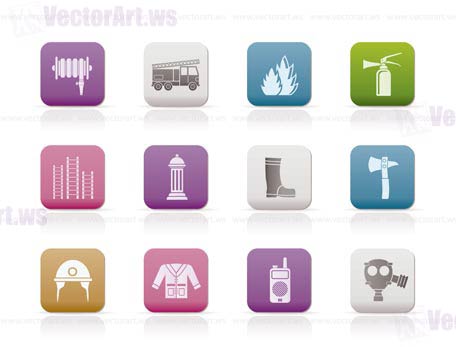 fire-brigade and fireman equipment icon - vector icon set