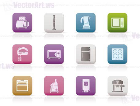 Kitchen and home equipment icons - vector icon set