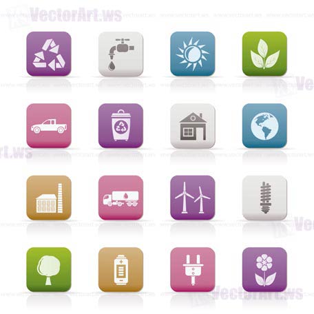 ecology and environment icons - vector icon set
