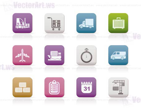 logistics, shipping and transportation icons - vector icon set