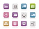 logistics, shipping and transportation icons - vector icon set