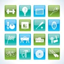 Sports gear and tools icons - vector icon set