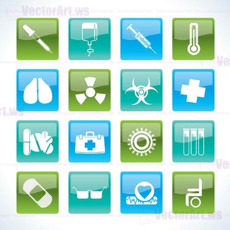 collection of medical themed icons and warning-signs - Vector Icon Set