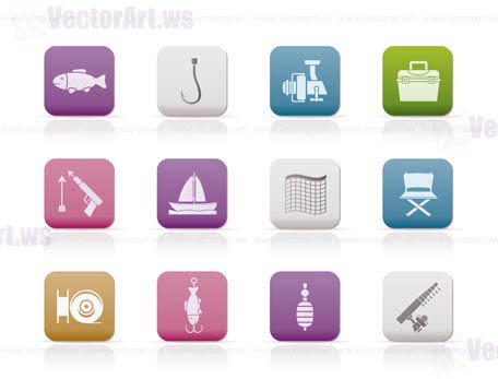 Fishing and holiday icons - vector icon set