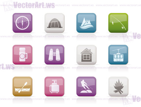 travel, Tourism, vacation  and mountain objects - vector illustration