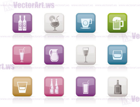 different kind of drink icons - vector icon set