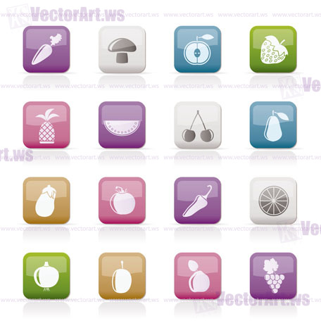 Different kinds of fruits and Vegetable icons - vector icon set