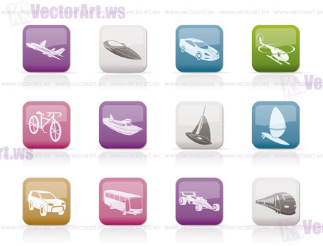 different kind of transportation and travel icons - vector icon set