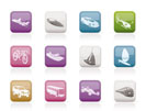 different kind of transportation and travel icons - vector icon set