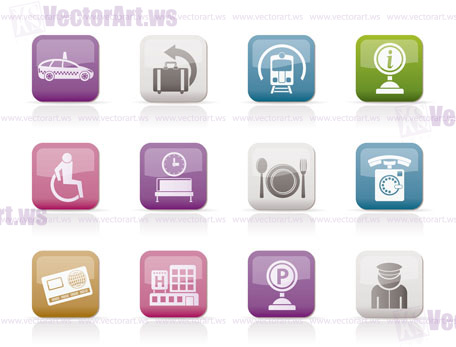 airport, travel and transportation icons 2 - vector icon set