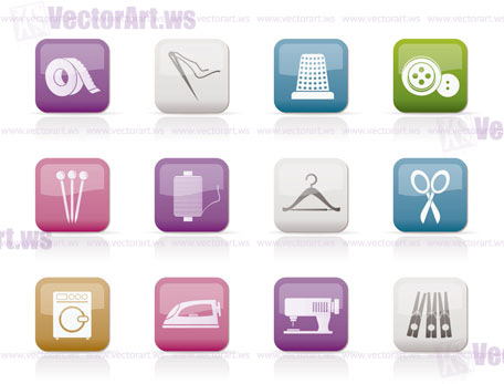 Textile objects and industry   icons - vector icon set