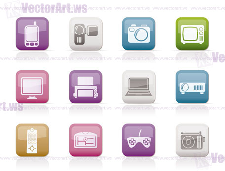 Hi-tech technical equipment icons - vector icon set