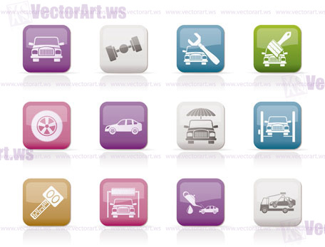 auto service and transportation icons - vector icon set