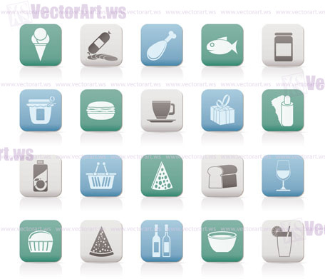 Shop and Foods Icons - Vector Icon Set