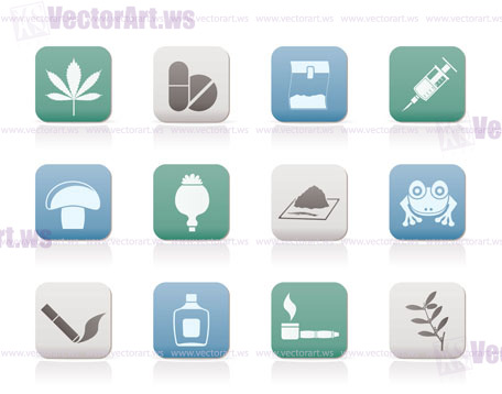 Different kind of drug icons - vector icon set