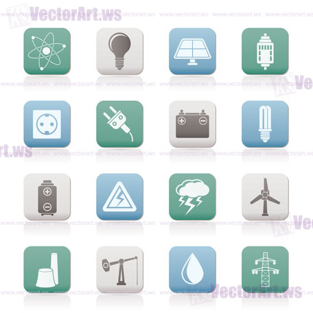 Power and electricity industry icons - vector icon set