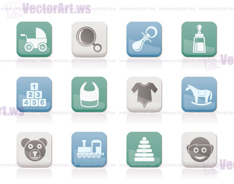 baby and children icons - vector icon set