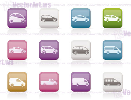 different types of cars icons - Vector icon set