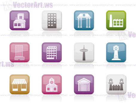 different kind of building and City icons - vector icon set