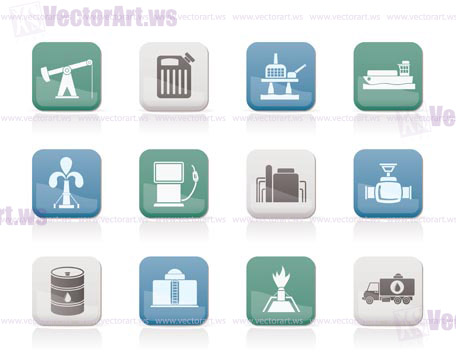 Oil and petrol industry icons - vector icon set