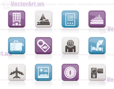 Travel, vacation and holidays icon - vector icon set