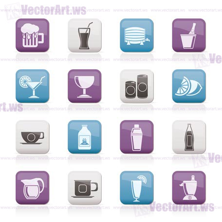 beverages and drink icons - vector  icon set