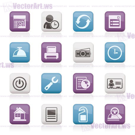 reservation and hotel icons - vector icon set