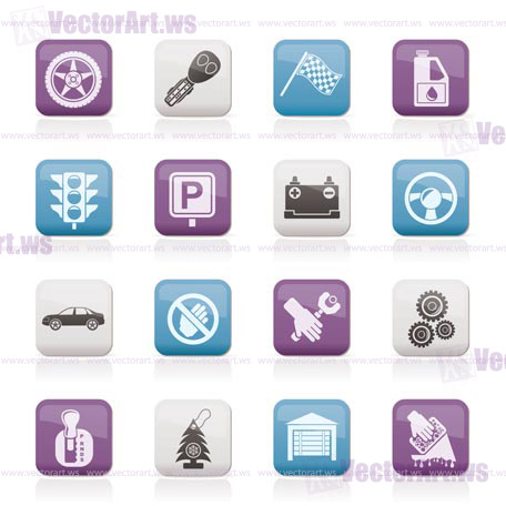 Car and transportation icons - vector icon set