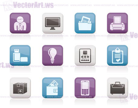 Business and office equipment icons - vector icon set