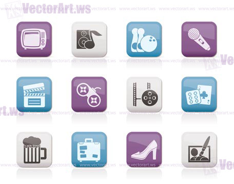 Leisure activity and objects icons - vector icon set