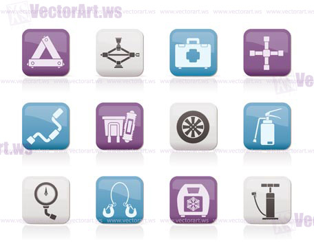 car and transportation equipment icons - vector icon set