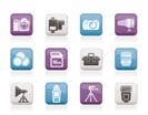 Photography equipment and tools icons - vector icon set