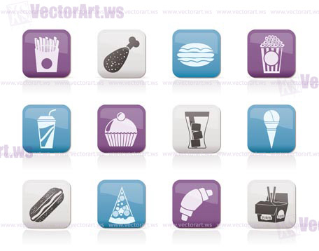 fast food and drink icons - vector icon set