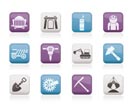 Mining and quarrying industry objects and icons - vector icon set