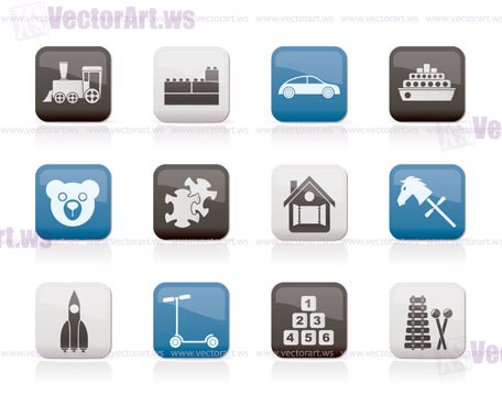 Different Kinds of Toys Icons - Vector Icon Set