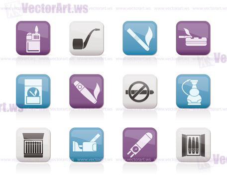 Smoking and cigarette icons - vector icon set