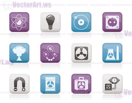 Atomic and Nuclear Energy Icons - vector icon set