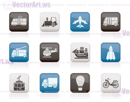 Travel and transportation icons - vector icon set