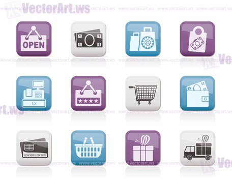 shopping and retail icons - vector icon set