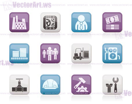 Business, factory and mill icons - vector icon set