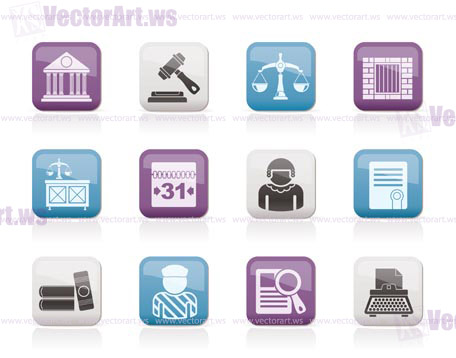 Justice and Judicial System icons - vector icon set