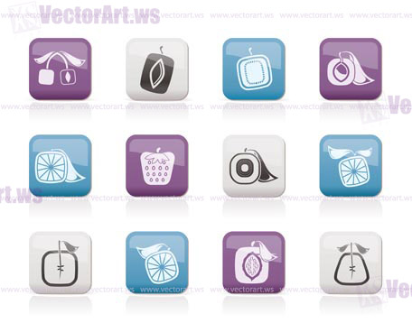 Abstract square fruit icons - vector icon set