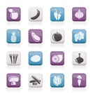 Different kind of fruit and vegetables icons - vector icon set