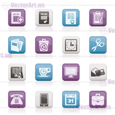 Business and office tools icons - vector icon set