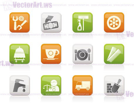 Services and business icons - vector icon set