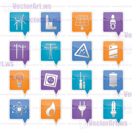 Electricity,  power and energy icons - vector icon set