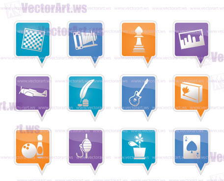 Hobby, Leisure and Holiday Icons - Vector Icon Set