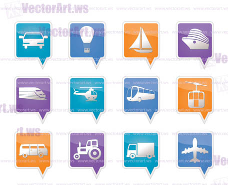 Transportation and travel icons - vector icon set